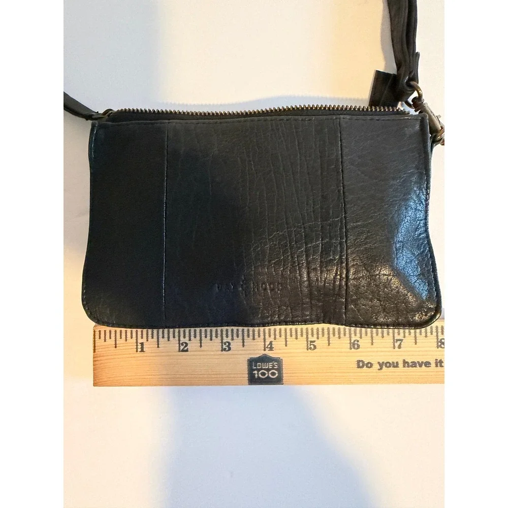 Anthropologie Day & Mood Soft Leather Wristlet Clutch Solid Black Zipper Pockets